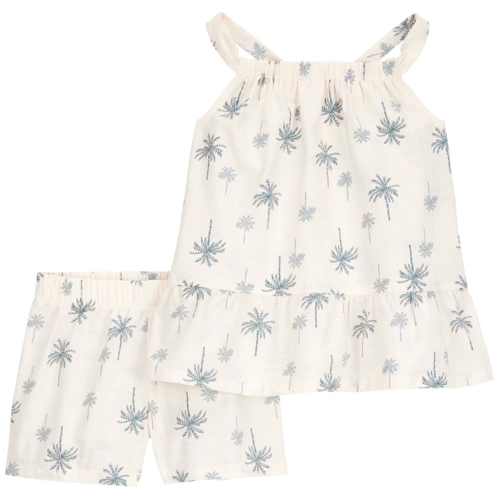 Carter's Cream and Blue Palm Print Top & Shorts